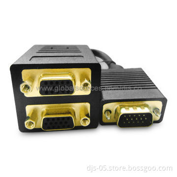 VGA M to 2VGA F Adapter with Digital Visual Interface, RoHS-compliant, High Performance